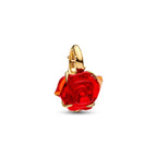 Disney x Pandora Disney Beauty and the Beast Enchanted Rose Dangle Charm red and gold gold-plated and glass Dangle by The Alternative Bead. Your Jewelry Retailer from Germany