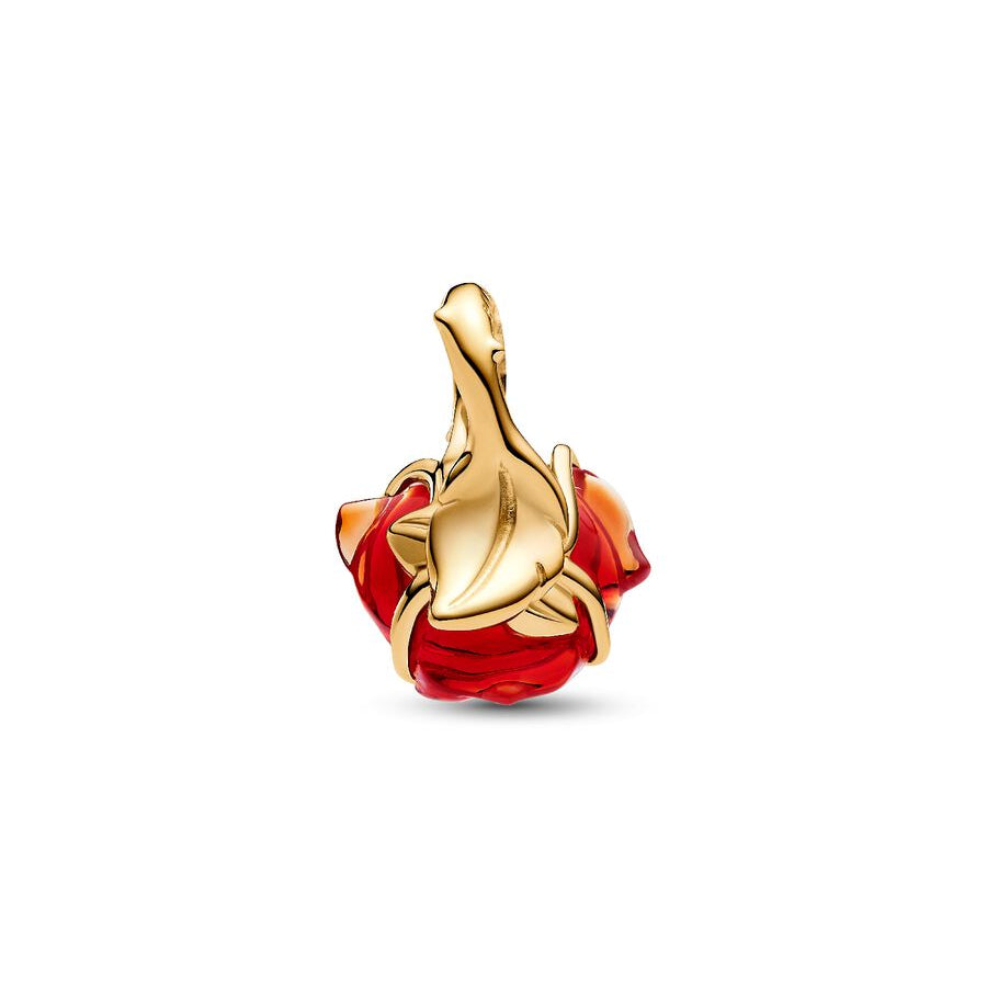 Disney x Pandora Disney Beauty and the Beast Enchanted Rose Dangle Charm red and gold gold-plated and glass Dangle by The Alternative Bead. Your Jewelry Retailer from Germany