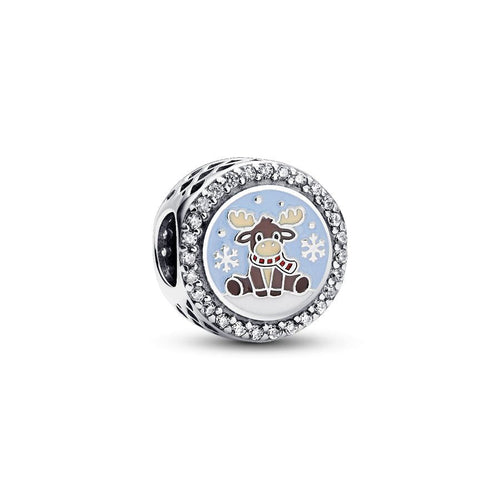 Pandora Engraveable Moose Charm blue and silver sterling-silver and enamel Bead by The Alternative Bead. Your Jewelry Retailer from Germany