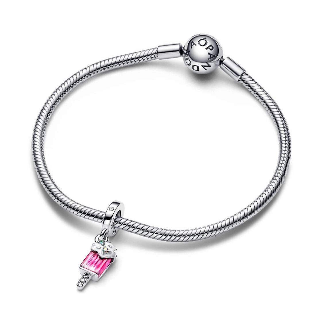 Pandora Sprinkled Popsicle Dangle Charm pink and white enamel and sterling-silver and glass Dangle by The Alternative Bead. Your Jewelry Retailer from Germany