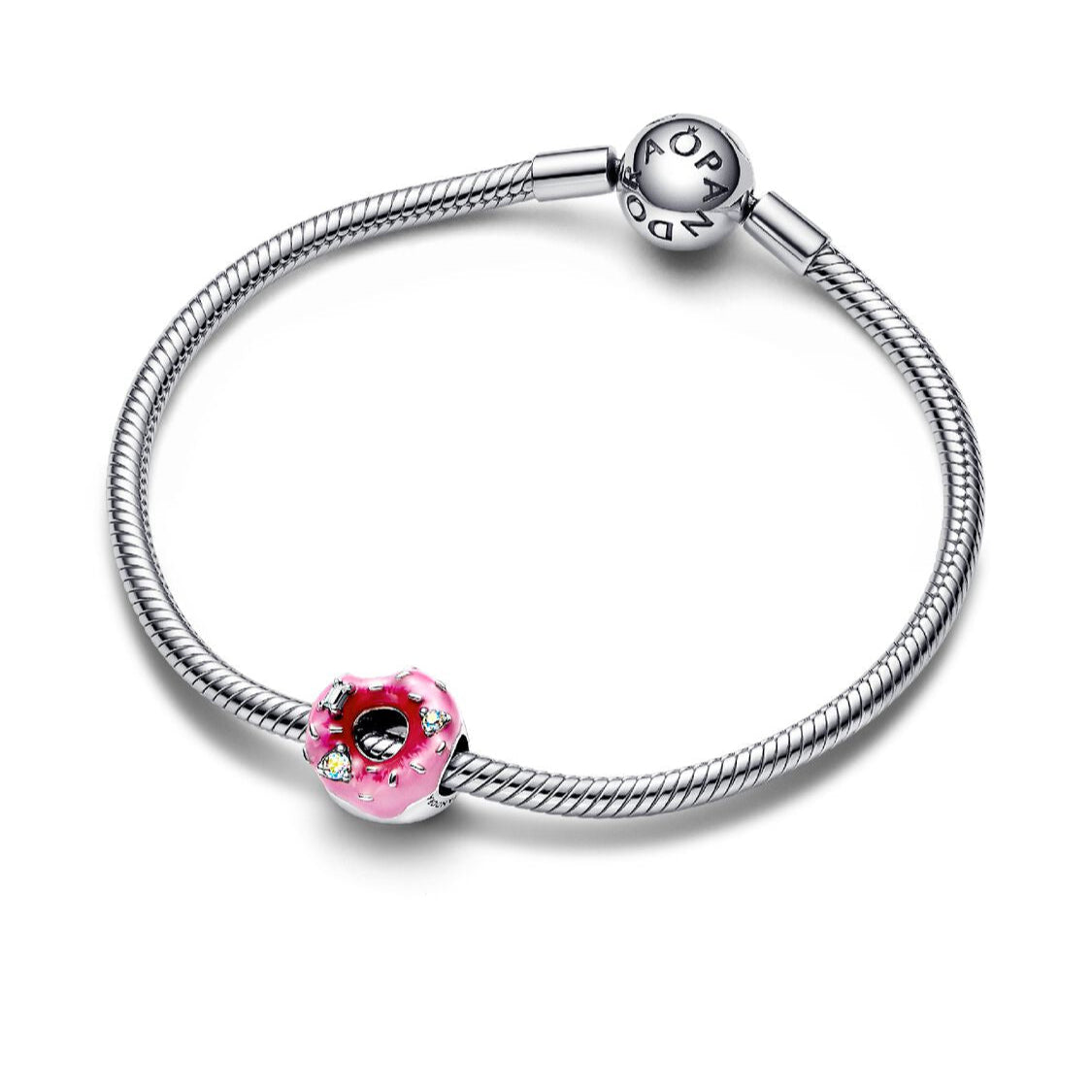 Pandora Sparkling Sprinkled Donut Charm pink and white enamel and sterling-silver Bead by The Alternative Bead. Your Jewelry Retailer from Germany