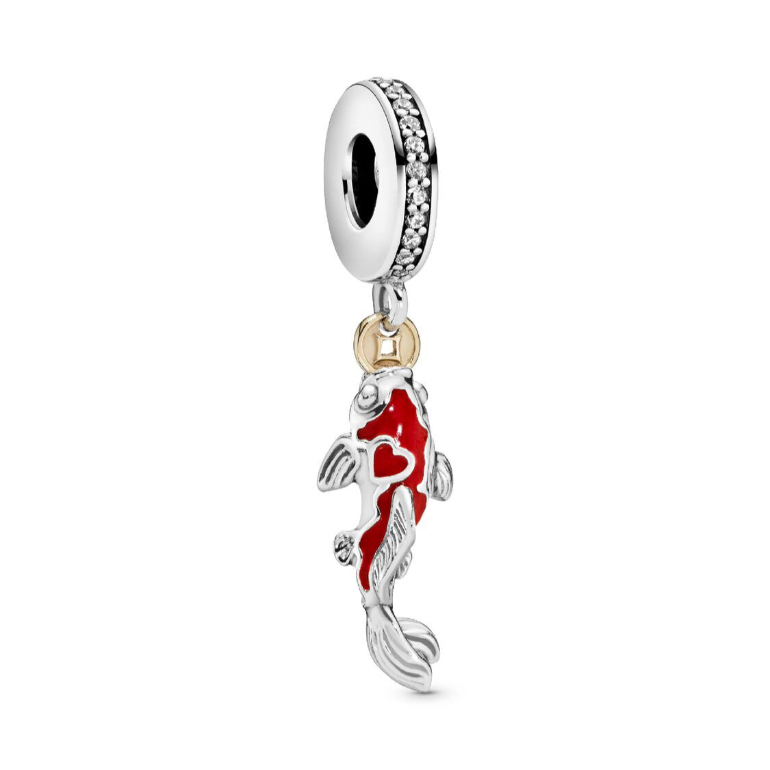 Pandora Good Fortune Carp Fish Dangle Charm silver and red and gold sterling-silver and gold and enamel Dangle by The Alternative Bead. Your Jewelry Retailer from Germany