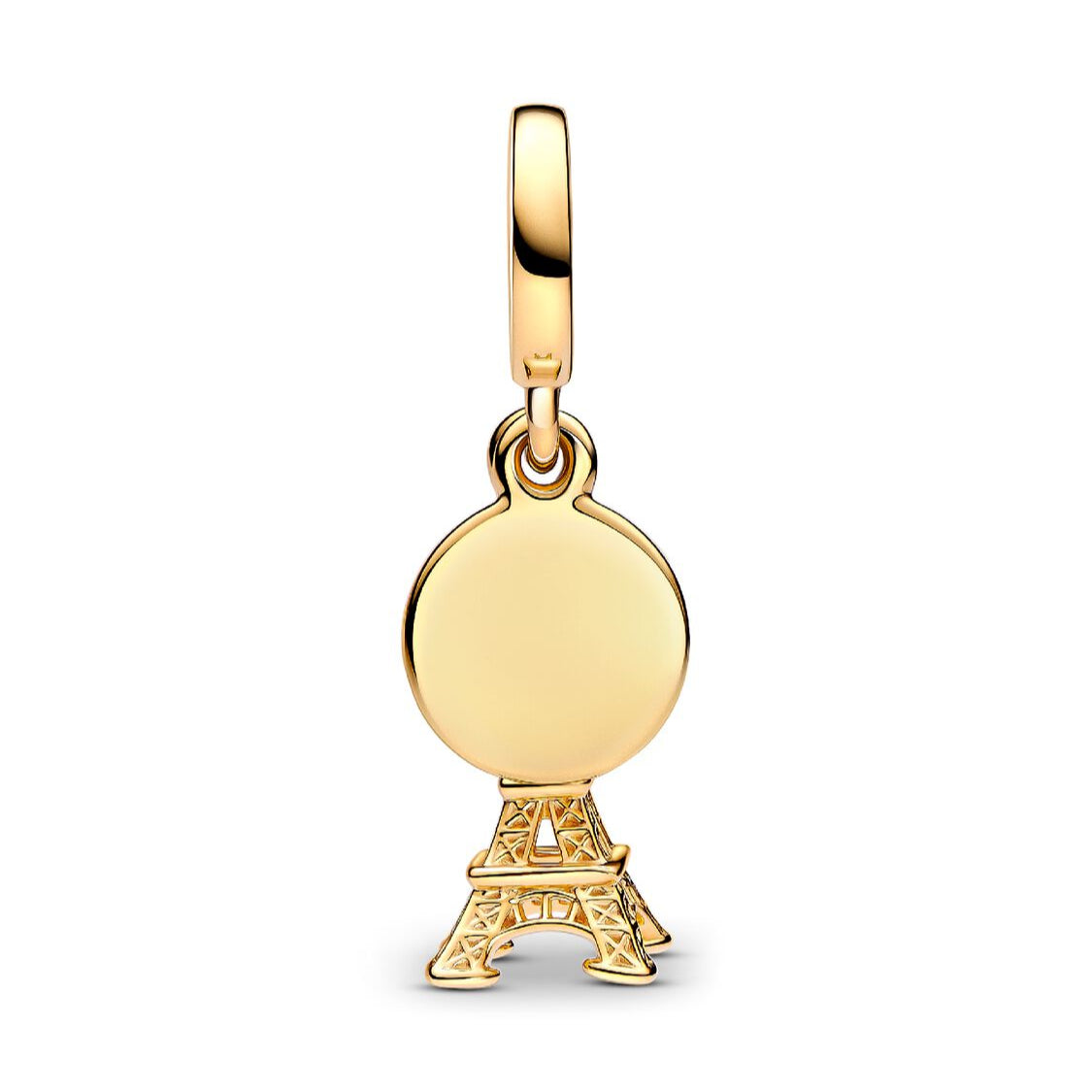 Pandora Paris Eiffel Tower Lab-Grown Diamond Engravable Double Dangle Charm 0.009 ct TW, 14k gold plating gold gold-plated Dangle by The Alternative Bead. Your Jewelry Retailer from Germany