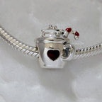 Cocoa Mug silver charm with red and white enamel