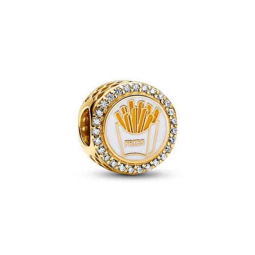 Pandora Engravable French Fries Charm gold gold-plated; enamel Bead by The Alternative Bead. Your official Pandora Retailer from Germany