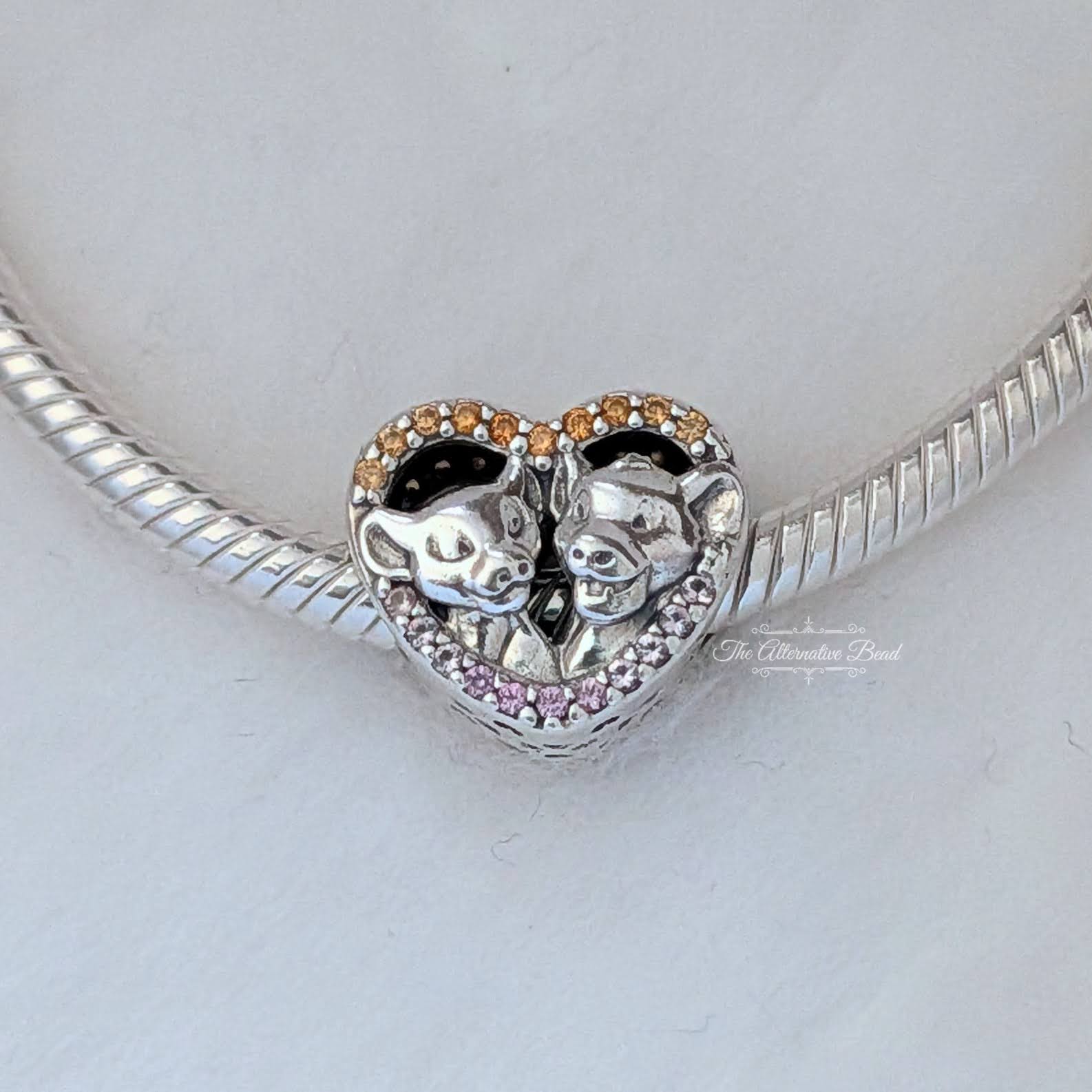 The Lion King Simba and Nala Heart Charm