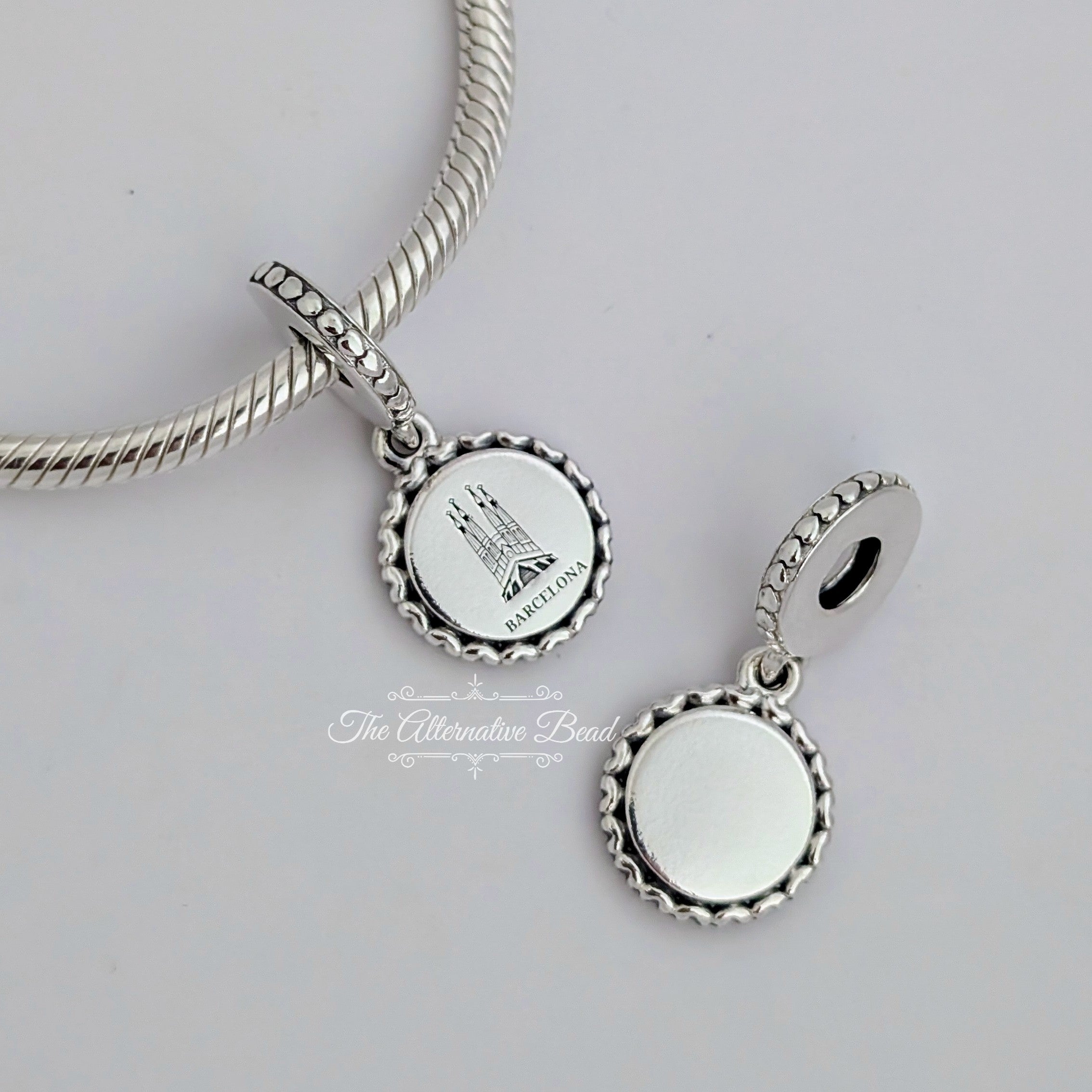 Pandora Barcelona Basilica Engravable Dangle (792018_E007) silver sterling-silver Dangle by The Alternative Bead. Your Jewelry Retailer from Germany