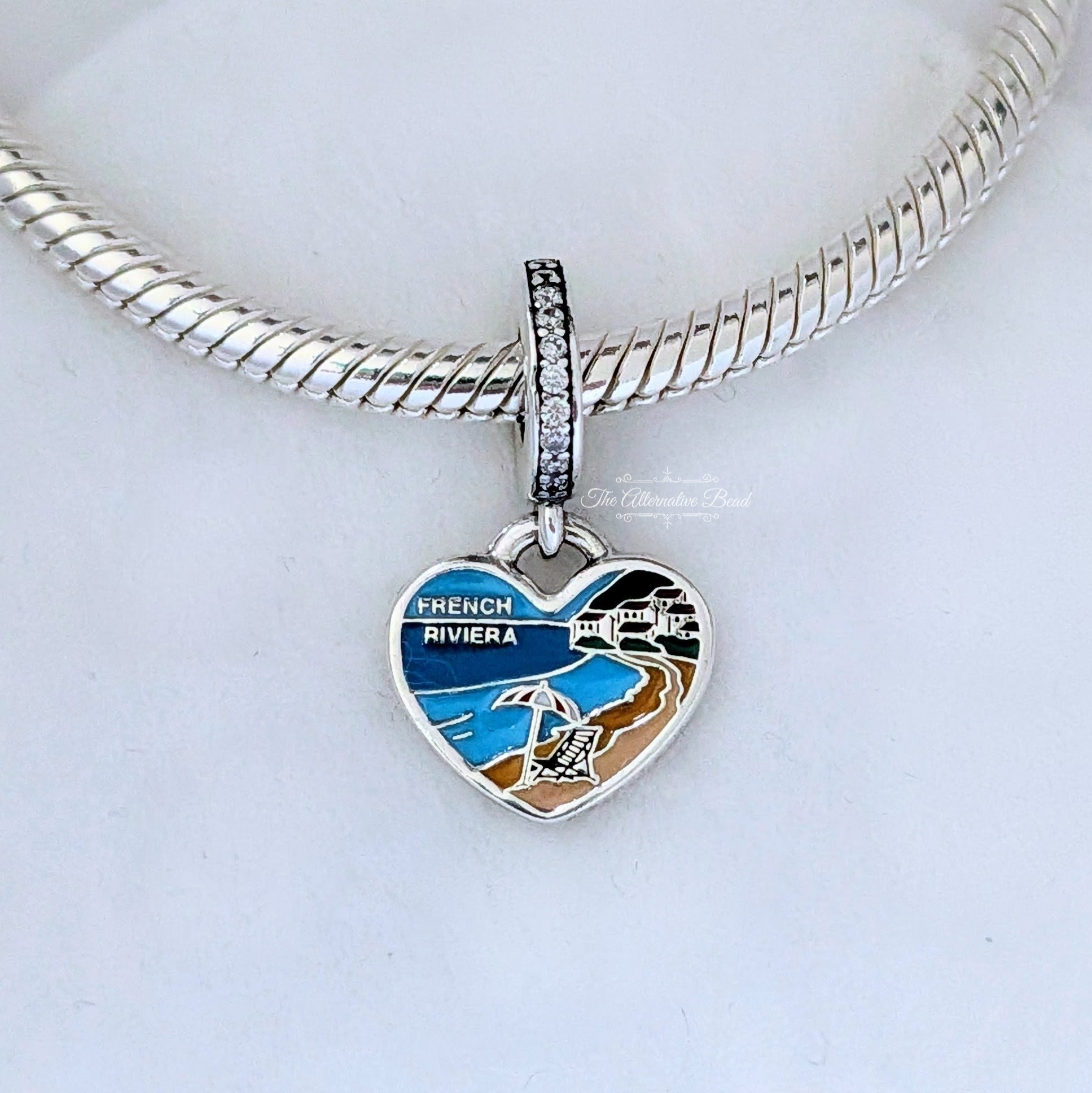 Pandora French Riviera Engravable Heart Dangle Charm silver; blue sterling-silver; enamel Dangle by The Alternative Bead. Your official Pandora Retailer from Germany