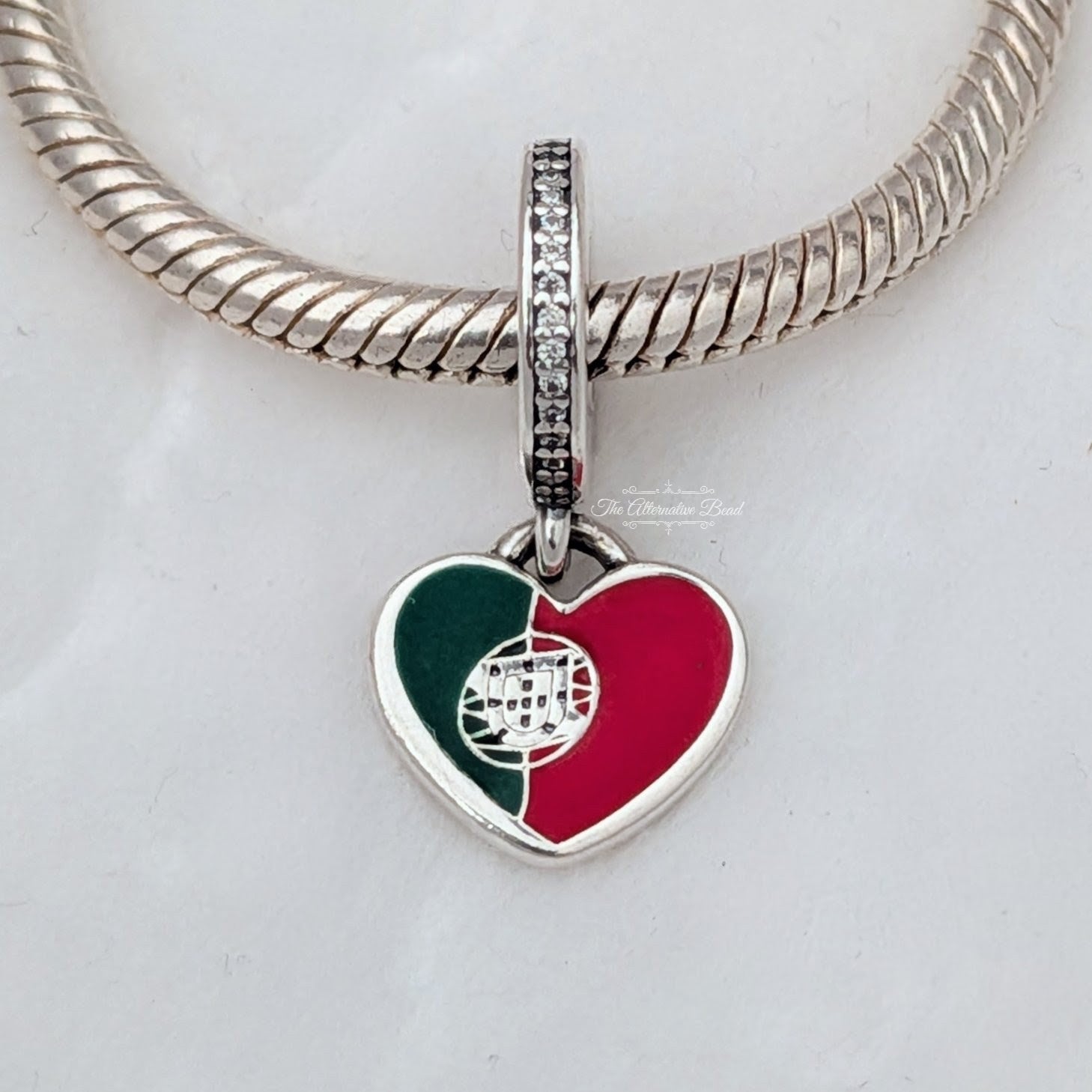 Pandora Portuguese Flag Engravable Dangle Charm silver; red; green sterling-silver; enamel Dangle by The Alternative Bead. Your official Pandora Retailer from Germany