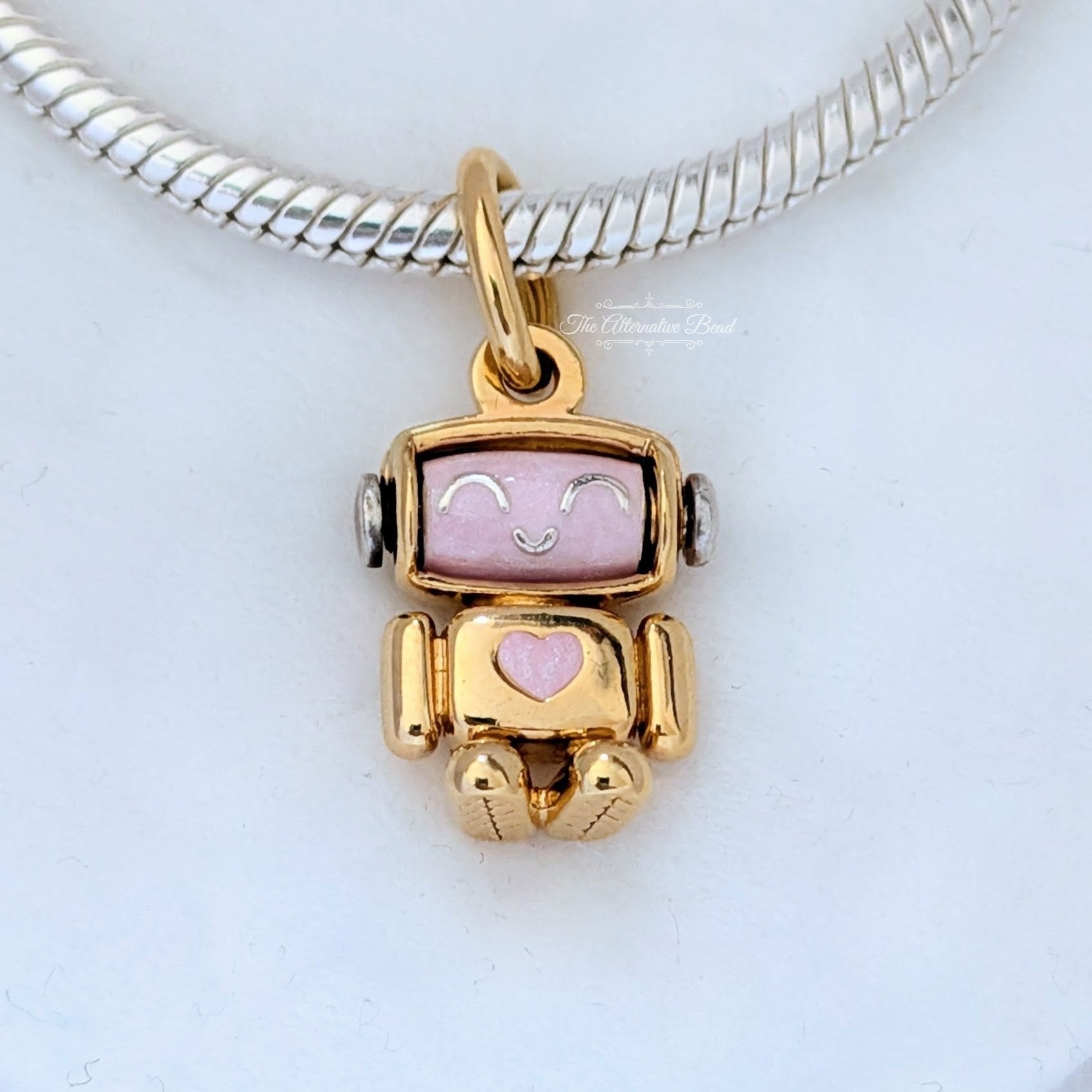 Pandora Spinnable Face Robot Dangle Charm gold; pink sterling-silver; gold Dangle by The Alternative Bead. Your official Pandora Retailer from Germany