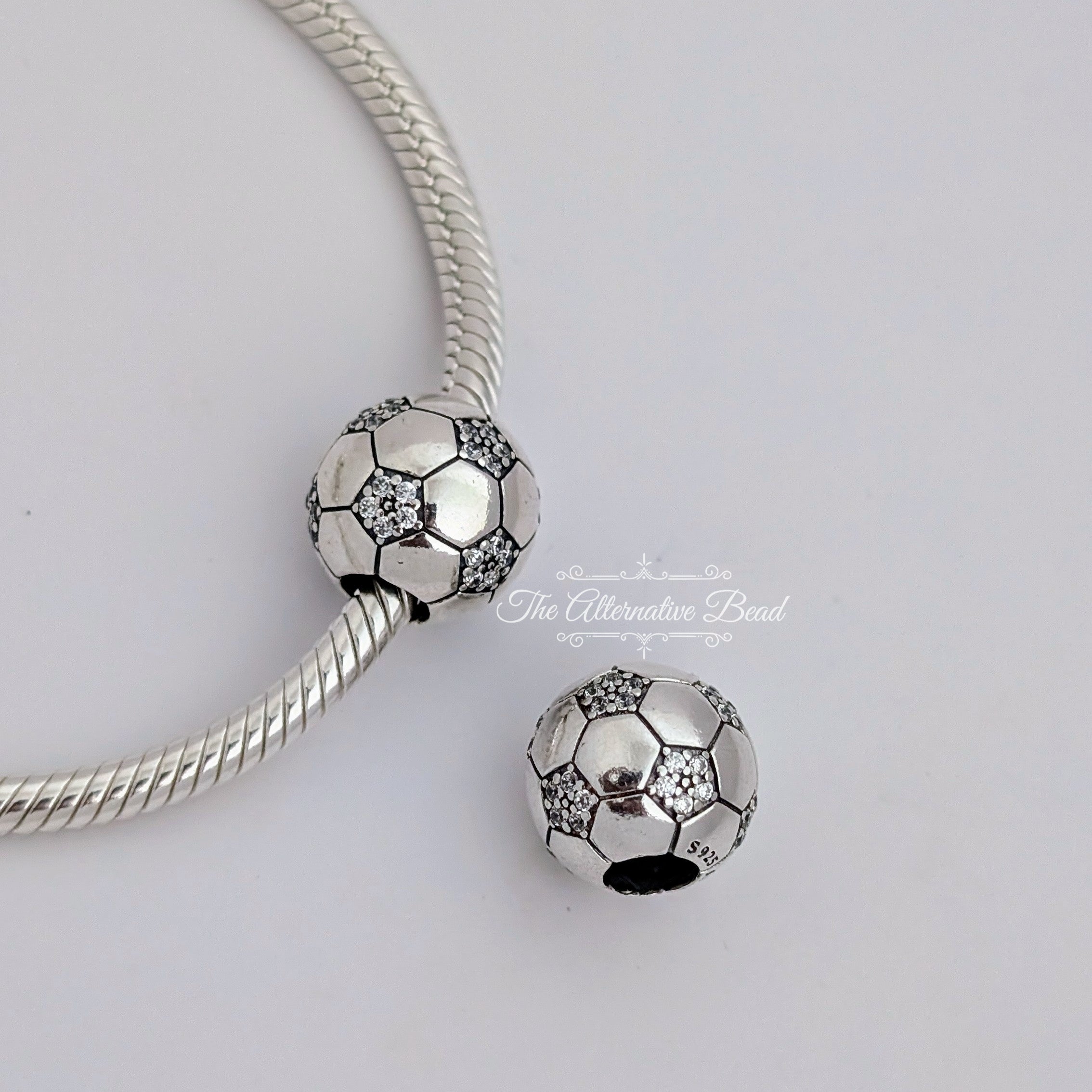 Pandora Sparkling Football Charm (798795C01) silver sterling-silver Bead by The Alternative Bead. Your Jewelry Retailer from Germany