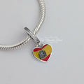 Pandora Spanish Flag Heart Dangle (792017CZ_E019) yellow and red and silver sterling-silver and enamel Dangle by The Alternative Bead. Your Jewelry Retailer from Germany