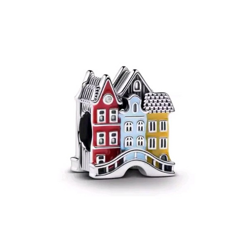 Pandora Houses of Brugge Charm silver; red; blue; yellow sterling-silver; enamel Bead by The Alternative Bead. Your Jewelry Retailer from Germany