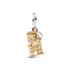 Golden Castle and Silver Heart Double Dangle Charm