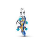 Salamander & Engravable Round Tag Double Dangle Charm