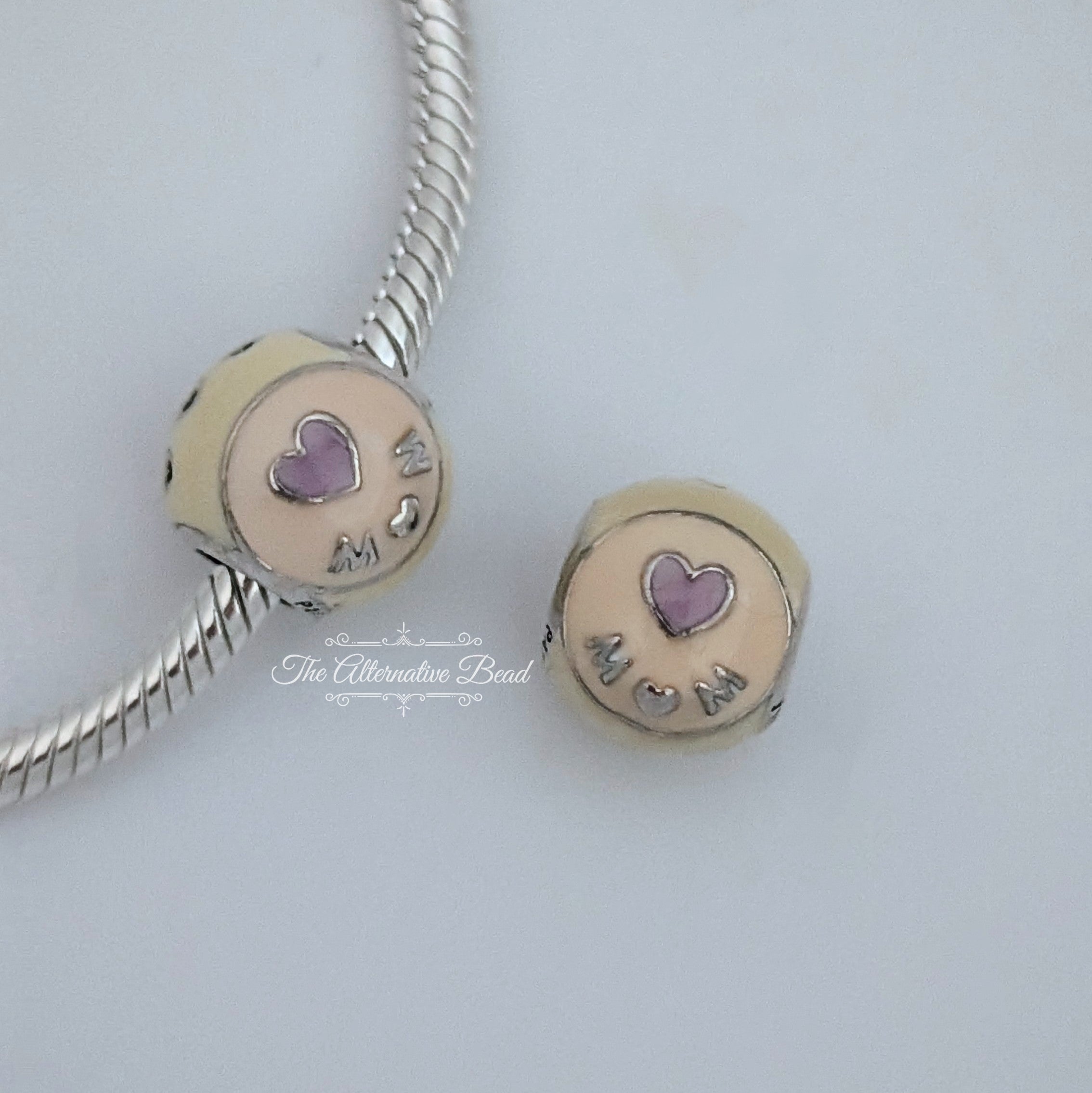 Pandora Love Mum Heart White Pink Purple (797057ENMX) white and pink sterling-silver Bead by The Alternative Bead. Your Jewelry Retailer from Germany