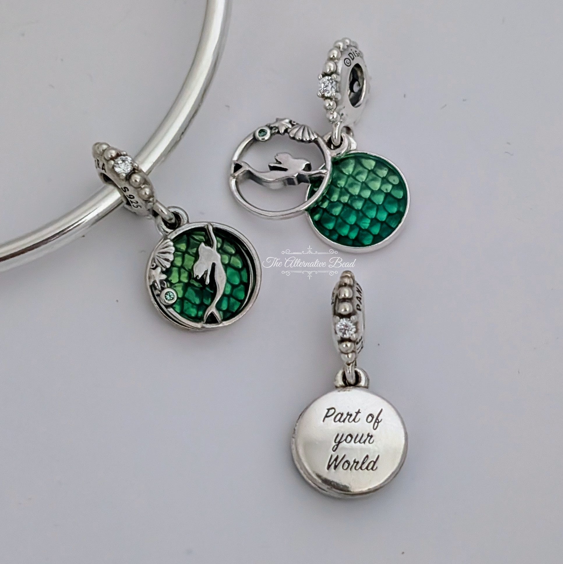 Disney x Pandora Ariel sterling silver dangle with clear cubic zirconia, royal green crystal and green enamel (798231CZ) green and silver sterling-silver and enamel Dangle by The Alternative Bead. Your Jewelry Retailer from Germany