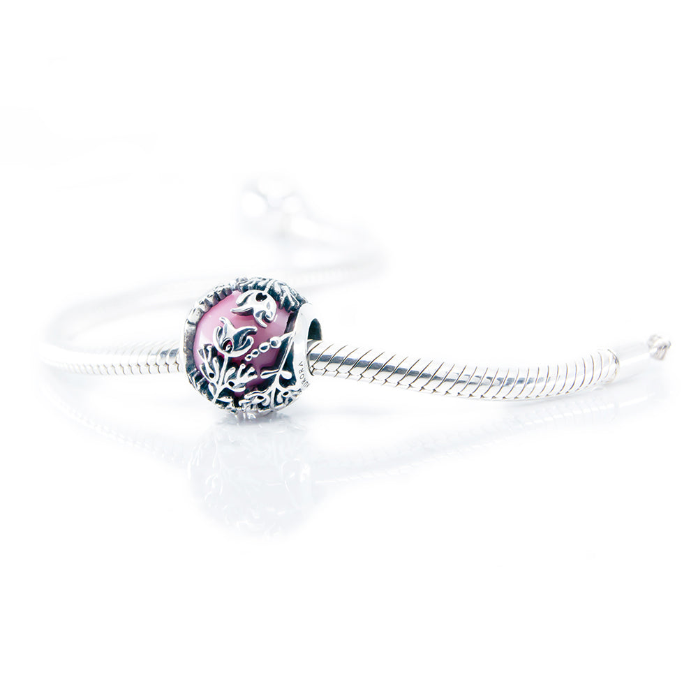 Aurora Charm Passion Pink Flower Charm silver; pink sterling-silver; glass Bead by The Alternative Bead. Your official Aurora Charm Retailer from Germany
