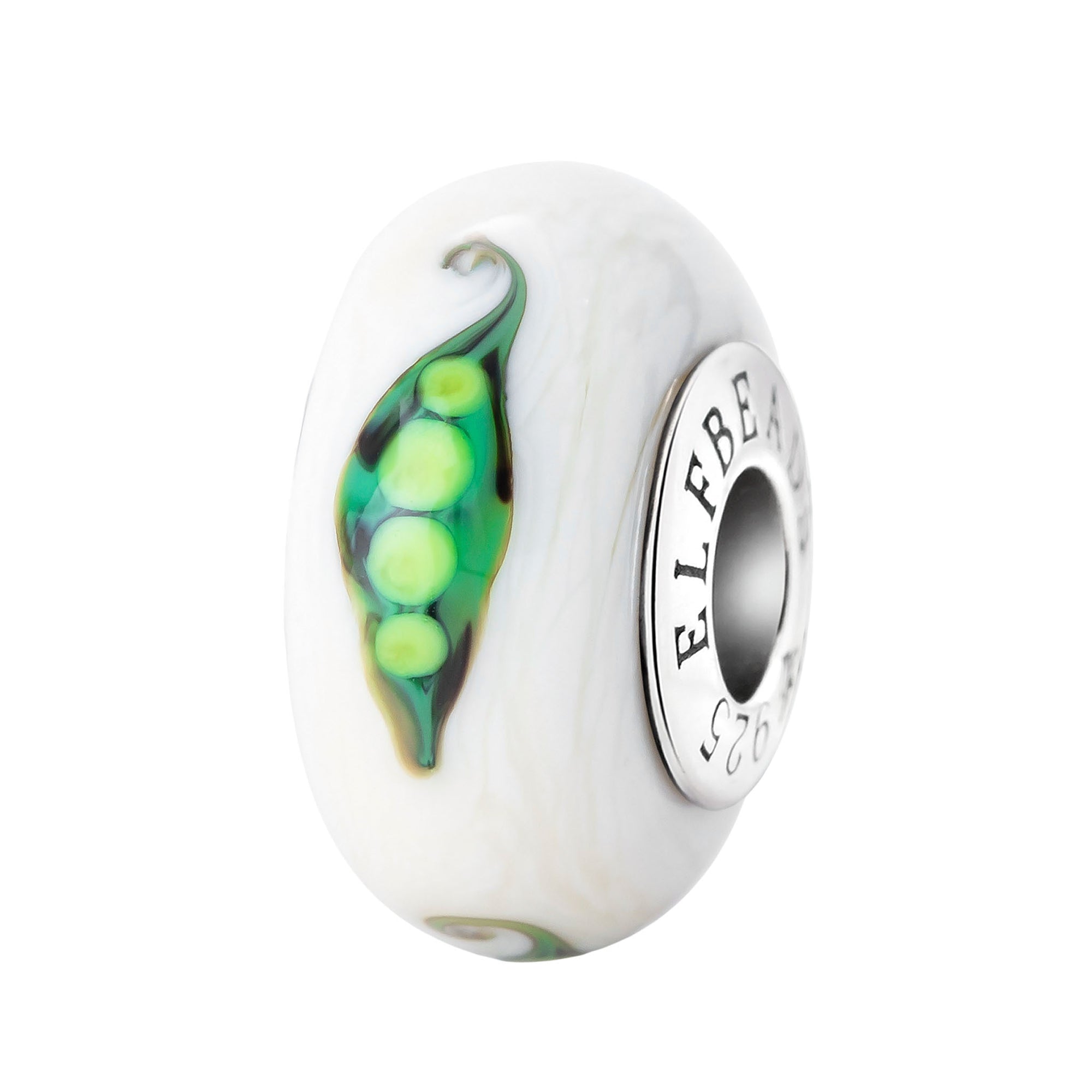 Elfbeads Pea Pod Delight white; silver glass Bead by The Alternative Bead. Your official Elfbeads Retailer from Germany