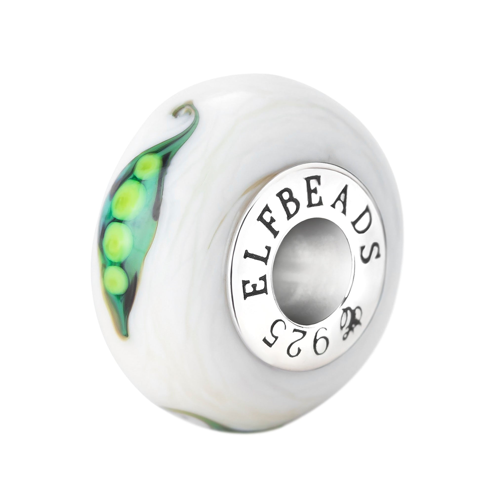 Elfbeads Pea Pod Delight white; silver glass Bead by The Alternative Bead. Your official Elfbeads Retailer from Germany