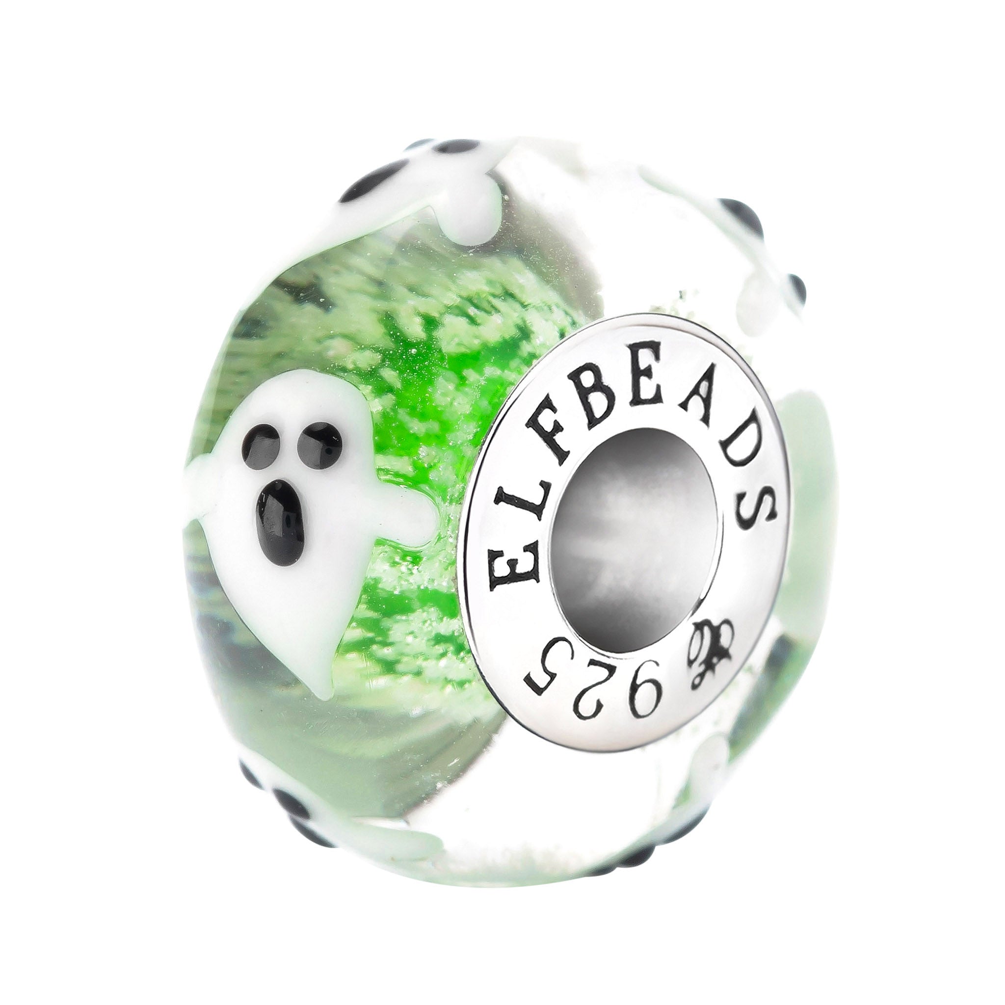 Elfbeads Poison Ghosts Starlight green; glow-in-the-dark glass Bead by The Alternative Bead. Your official Elfbeads Retailer from Germany
