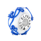 Elfbeads Porcelain Flowertwig white; blue glass Bead by The Alternative Bead. Your official Elfbeads Retailer from Germany