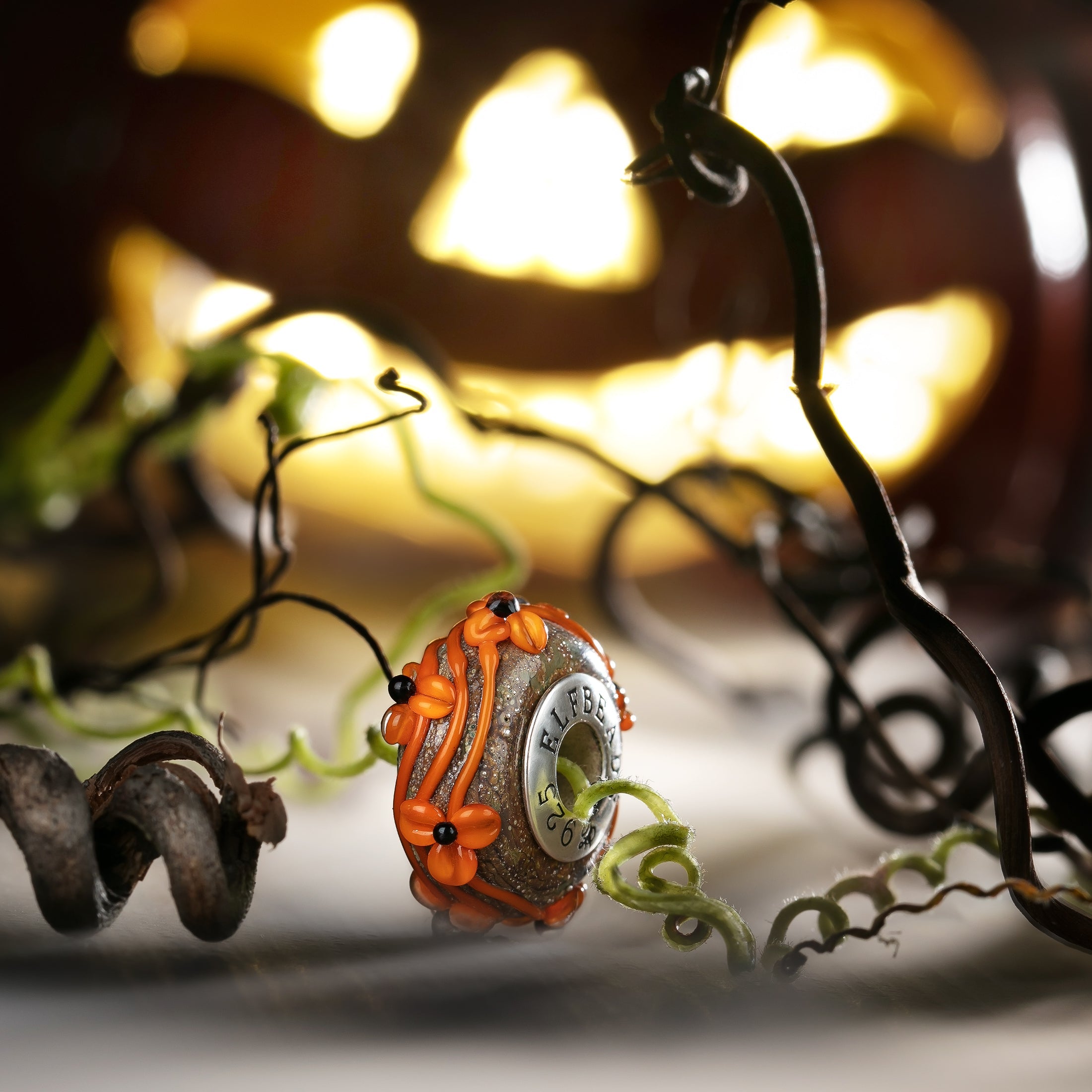 Elfbeads Pumpkin Allure Flowertwig  glass Bead by The Alternative Bead. Your official Elfbeads Retailer from Germany