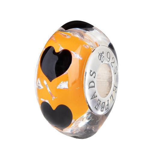  Elfbeads Pumpkin Black Hearts Charm by The Alternative Bead 