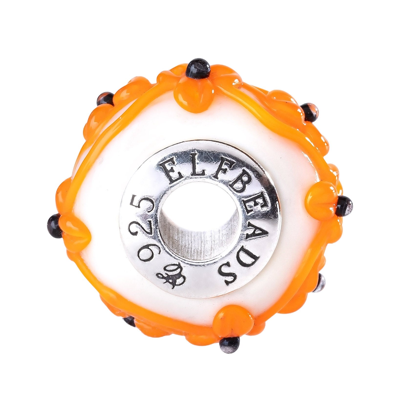 Elfbeads Pumpkin Midnight Caramel Flowertwig  glass Bead by The Alternative Bead. Your official Elfbeads Retailer from Germany