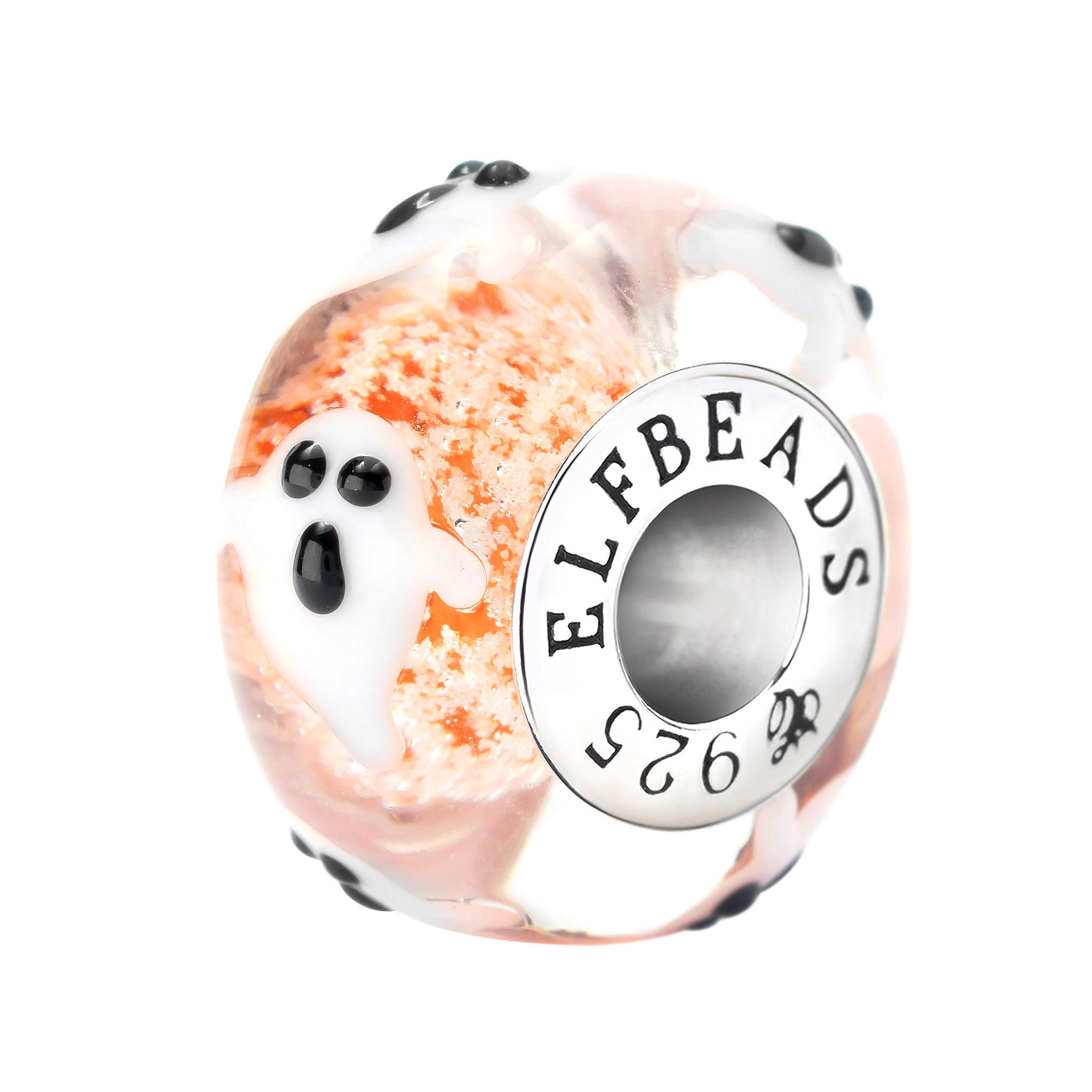 Elfbeads Pumpkin Ghosts Starlight orange; glow-in-the-dark glass Bead by The Alternative Bead. Your official Elfbeads Retailer from Germany