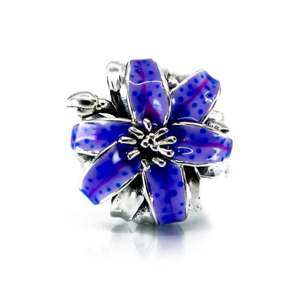 Aurora Charm Purple Dream Lily Charm silver; purple sterling-silver; enamel Bead by The Alternative Bead. Your official Aurora Charm Retailer from Germany