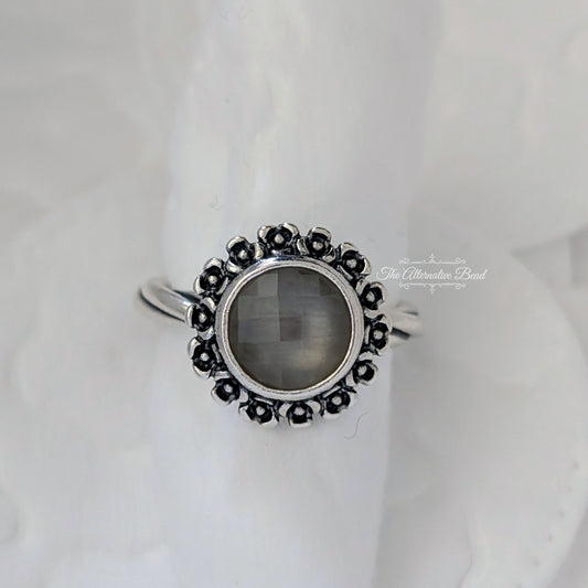 Grey Moonstone and Silver Ring