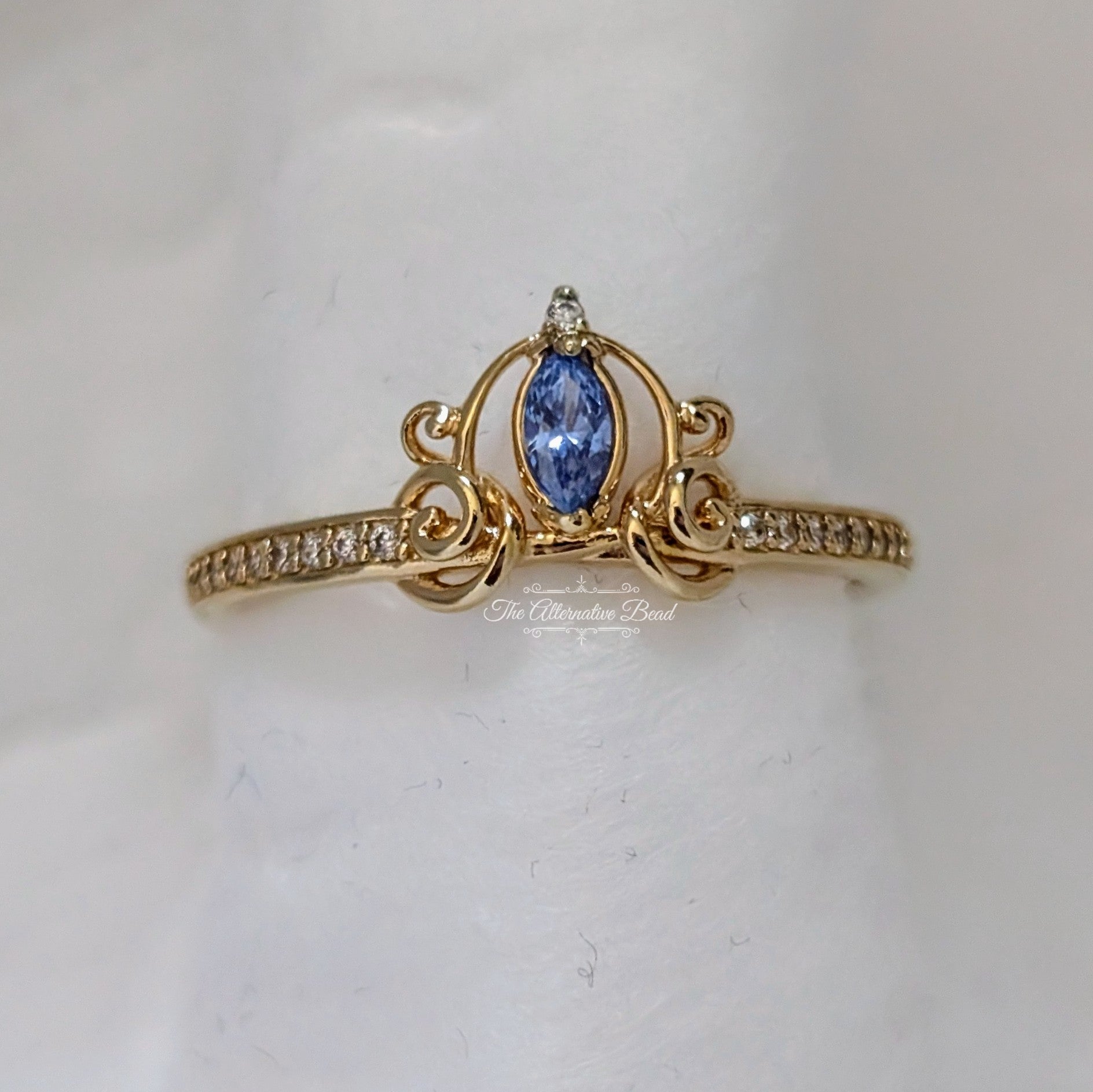 Disney x Pandora Cinderella's Carriage Ring (163059C01) gold and blue gold Ring by The Alternative Bead. Your Jewelry Retailer from Germany