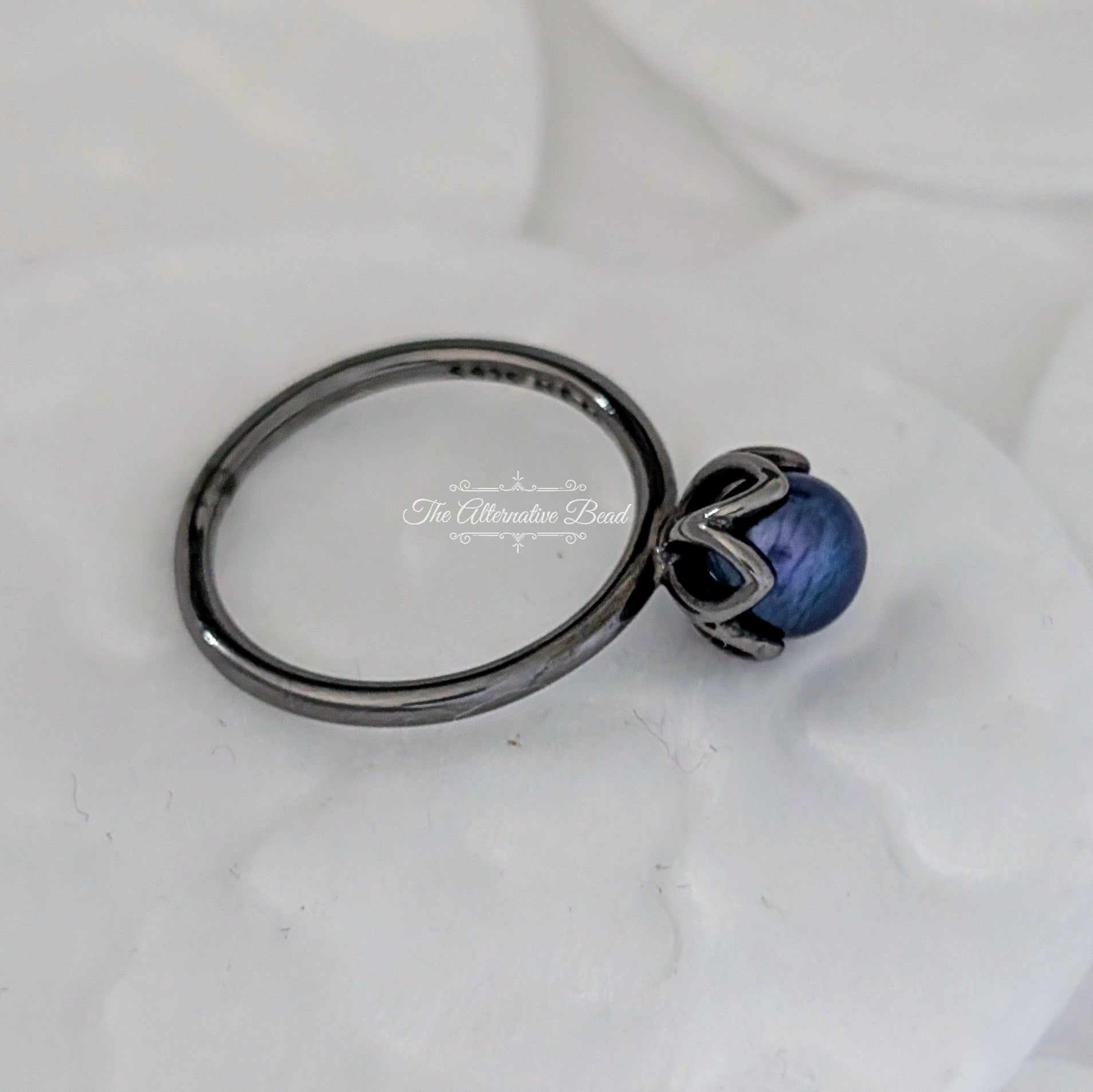 Pandora Black Rhodium Cultured Elegance Ring (190865BRPDB) blue sterling-silver Ring by The Alternative Bead. Your Jewelry Retailer from Germany