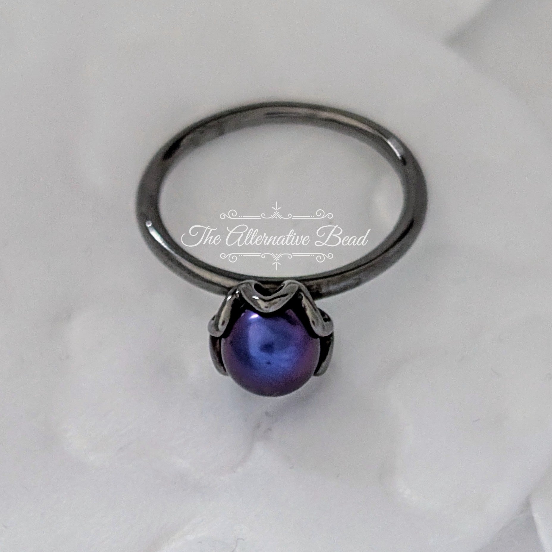 Pandora Black Rhodium Cultured Elegance Ring (190865BRPDB) blue sterling-silver Ring by The Alternative Bead. Your Jewelry Retailer from Germany