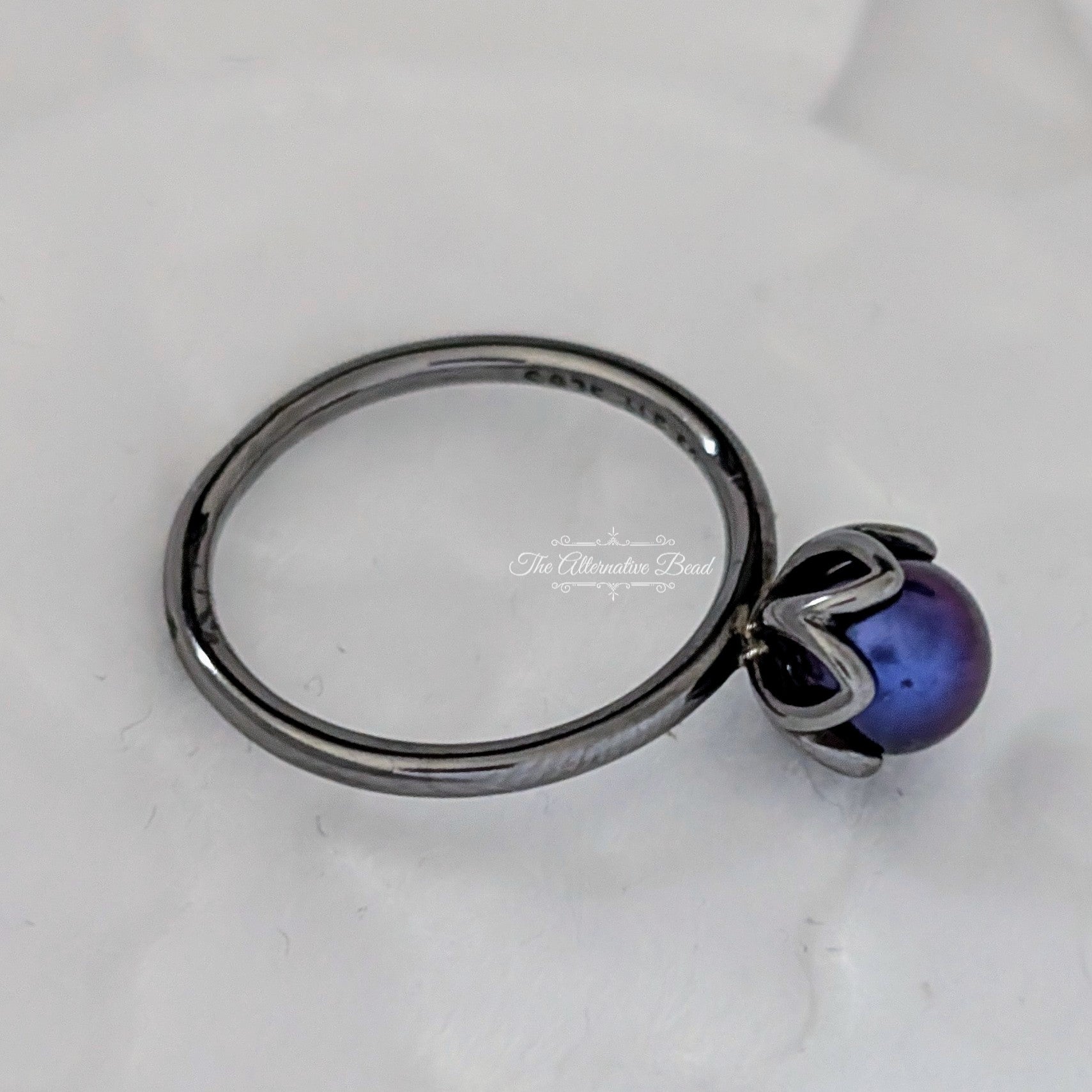 Pandora Black Rhodium Cultured Elegance Ring (190865BRPDB) blue sterling-silver Ring by The Alternative Bead. Your Jewelry Retailer from Germany