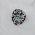 Pandora Silver ring with 14k and green synthetic spinel (190885SSG) silver and gold and green sterling-silver and gold and crystal Ring by The Alternative Bead. Your Jewelry Retailer from Germany