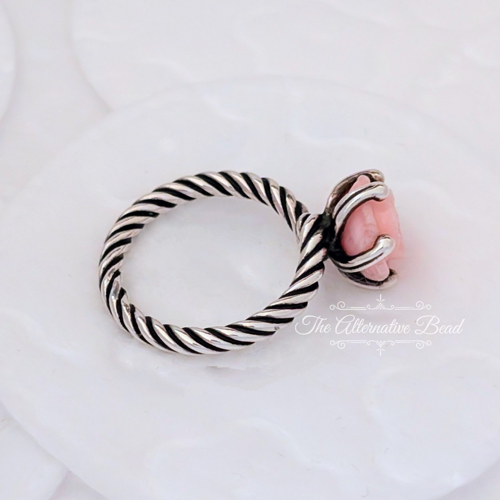 Pandora Silver Ring Treated Pink Shell (190843PS) silver and pink sterling-silver Ring by The Alternative Bead. Your Jewelry Retailer from Germany
