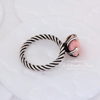 Silver Ring Treated Pink Shell