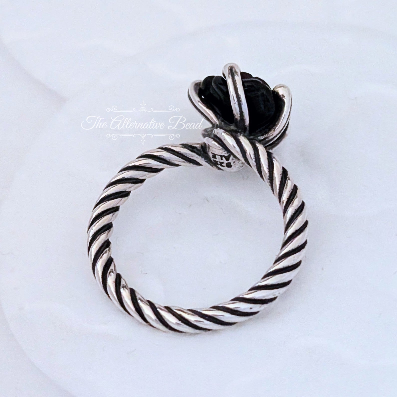 Pandora Onyx Rose Ring (190843ON) black and silver sterling-silver Ring by The Alternative Bead. Your Jewelry Retailer from Germany