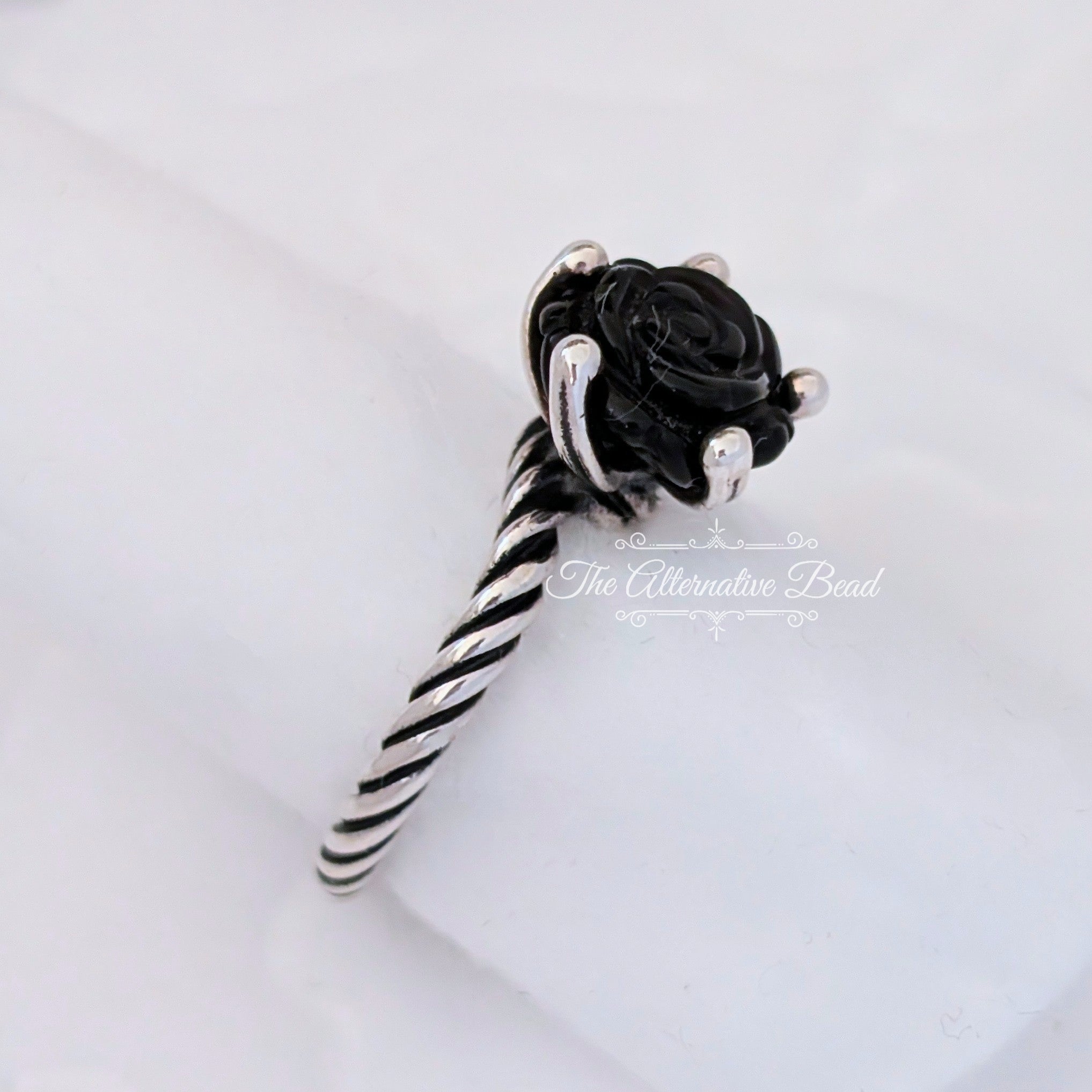 Pandora Onyx Rose Ring (190843ON) black and silver sterling-silver Ring by The Alternative Bead. Your Jewelry Retailer from Germany
