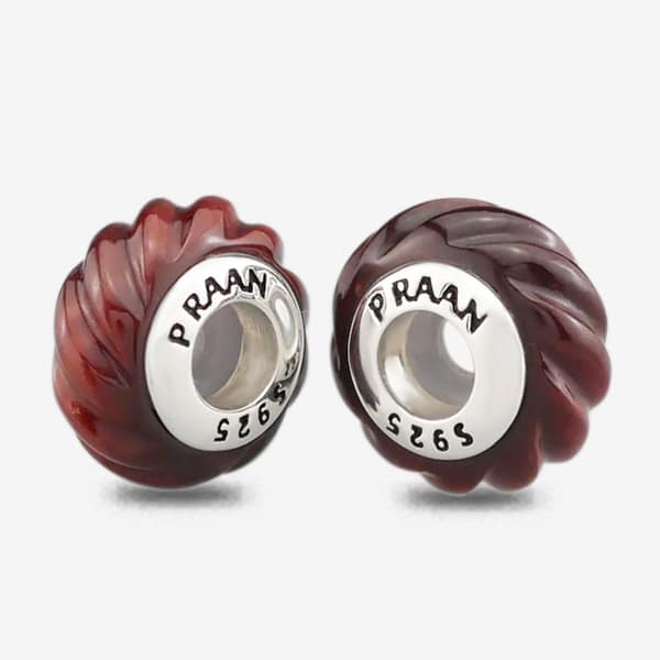 Praan Red Tiger Eye Twisted Rope Stopper Charms brown natural-stone Stopper by The Alternative Bead. Your official Praan Retailer from Germany