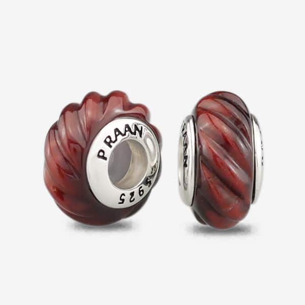 Praan Red Tiger Eye Twisted Rope Stopper Charms brown natural-stone Stopper by The Alternative Bead. Your official Praan Retailer from Germany