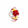 Praan Red Hibiscus floral; black; white; yellow; red glass Bead by The Alternative Bead. Your official Praan Retailer from Germany