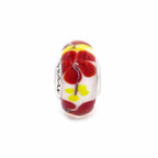 Praan Red Hibiscus floral; black; white; yellow; red glass Bead by The Alternative Bead. Your official Praan Retailer from Germany