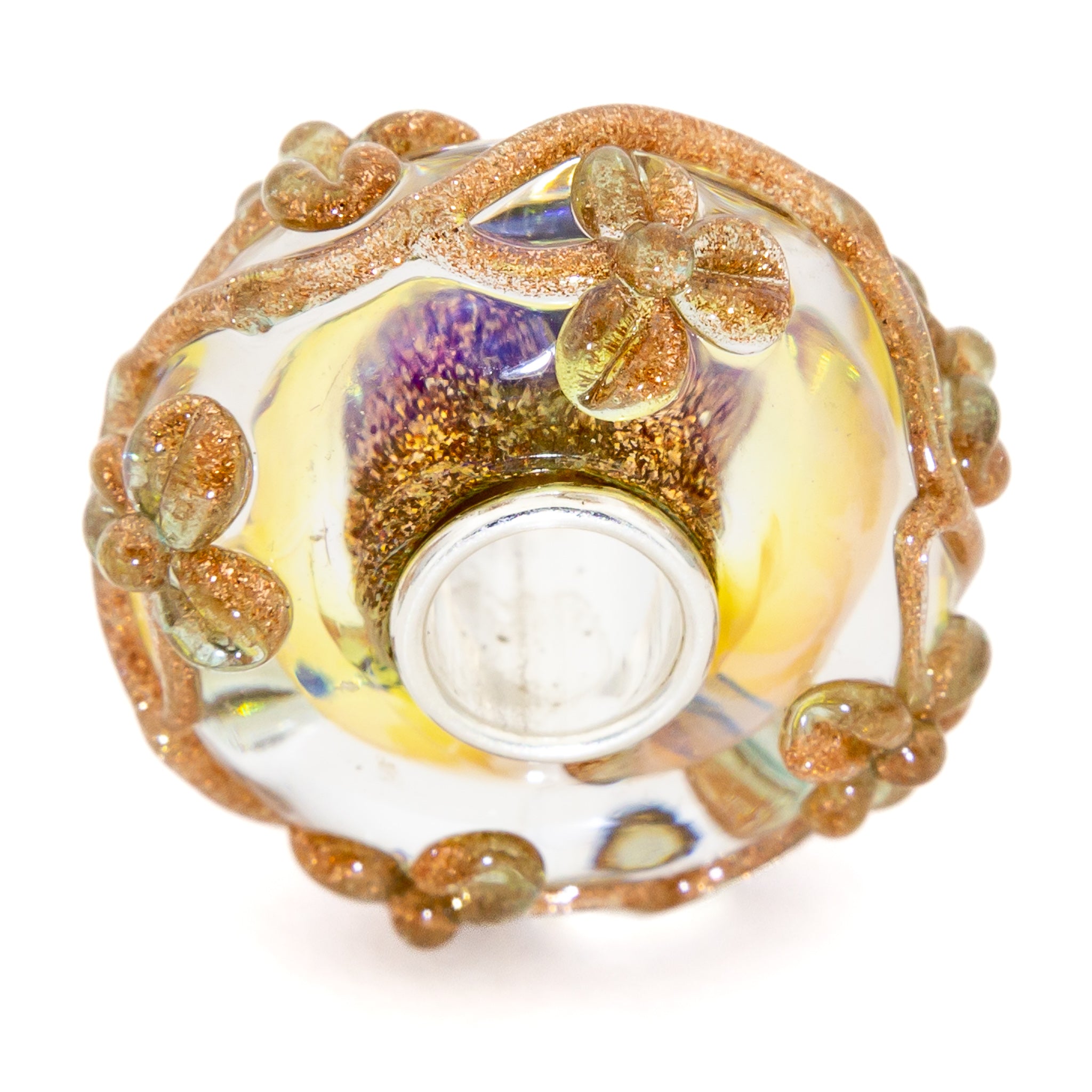 Elfbeads Romantic Lilac Golddust Flowertwig purple; gold glass Bead by The Alternative Bead. Your official Elfbeads Retailer from Germany