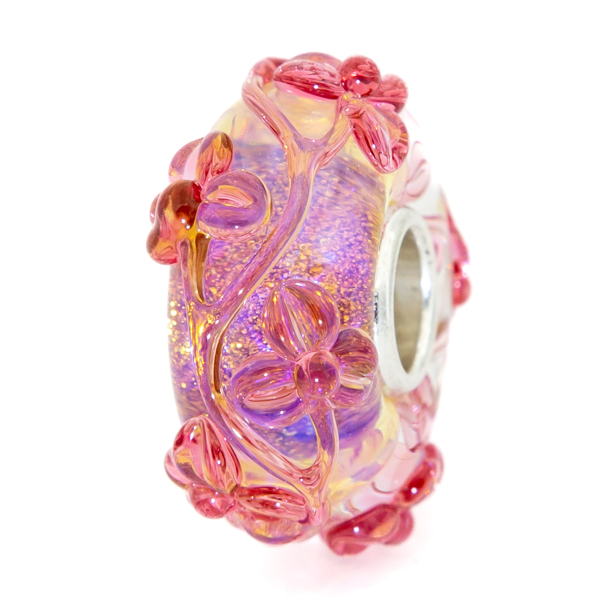 Elfbeads Romantic Lilac Peach Flowertwig pink glass Bead by The Alternative Bead. Your official Elfbeads Retailer from Germany