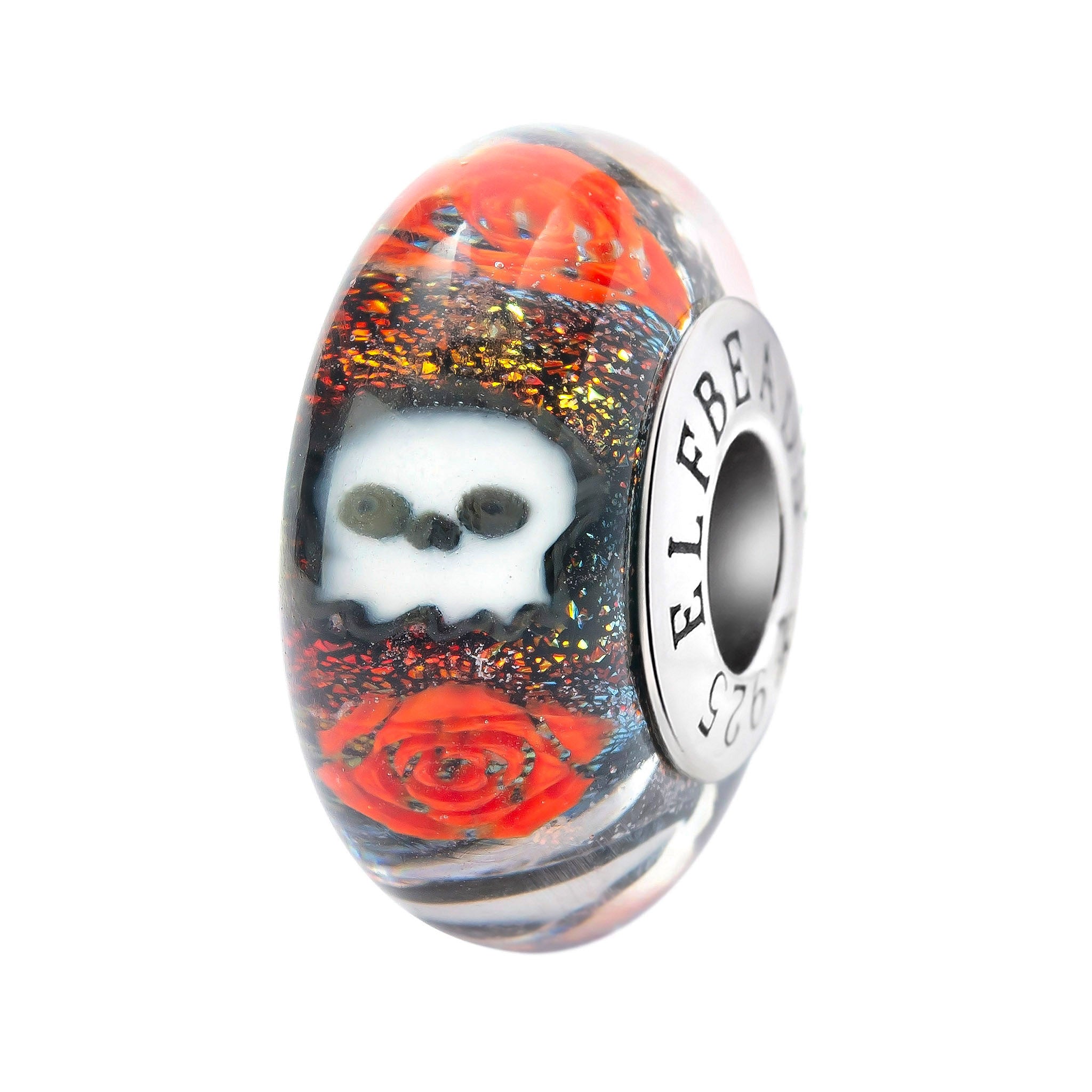 Elfbeads Rose Calavera black; red glass Bead by The Alternative Bead. Your official Elfbeads Retailer from Germany