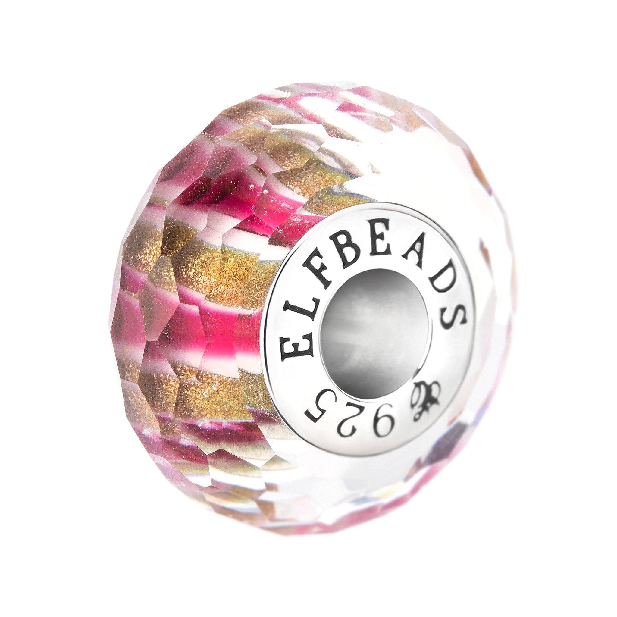 Elfbeads Rose Lane Fractal pink; white; gold glass Bead by The Alternative Bead. Your official Elfbeads Retailer from Germany