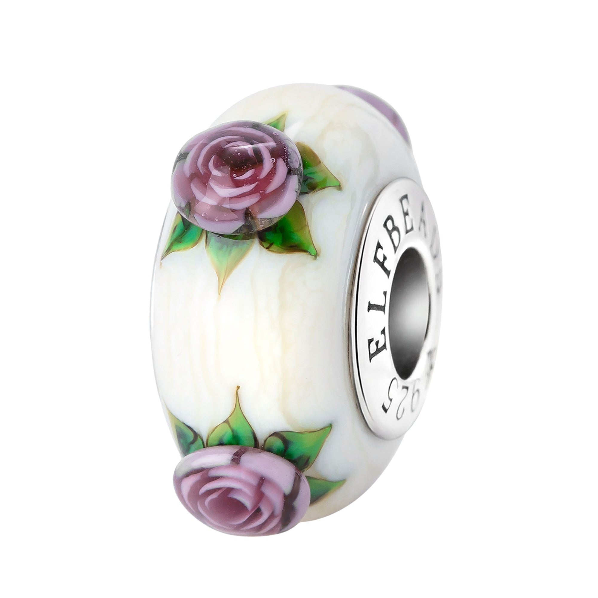 Elfbeads Roses of Gratitude white; silver glass Bead by The Alternative Bead. Your official Elfbeads Retailer from Germany